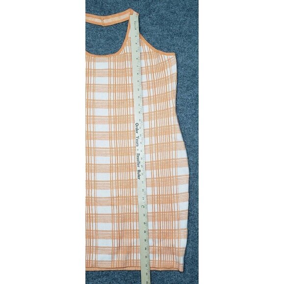 Rue21 Bodycon Dress Womens Plus 3X Orange White Plaid Halter New - Picture 9 of 12